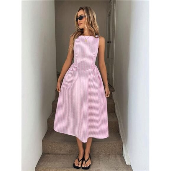 Sleeveless Striped Midi Dress - Picture 13 of 16